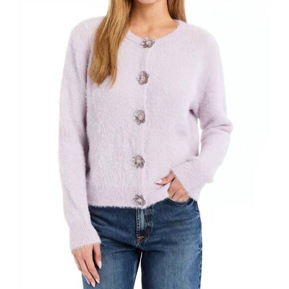 NEW DREW jaxie button front sweater in lilac